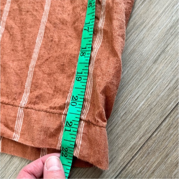 ANTHROPOLOGIE Cropped Wide Leg Linen Pant, Tie Front, Coral & White Stripe, M - Picture 9 of 11